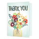 XL Kaart - Thank you - Formaat: Groot - Vorm: Staand - Bedankkaart - Op deze wenskaart staat een bos bloemen met de kleuren groen, goud, rood, paars en blauw. Boven de bos bloemen staat de tekst: "Thank you". - Snelwenskaart