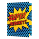 Super bedankt! - Formaat: Groot - Vorm: Staand - Bedankkaart - Op deze wenskaart staat de tekst: "Super bedankt!" in een gele ster op een blauwe achtergrond. - Snelwenskaart