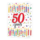 XL kaart - 50 jaar - Formaat: Groot - Vorm: Staand - Verjaardagskaart - Op deze wenskaart staan kaarsen met in het midden de tekst: "50 jaar". - Snelwenskaart