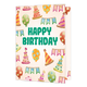XL Kaart - Happy birthday - Formaat: Groot - Vorm: Staand - Verjaardagskaart - Op deze wenskaart staan slingers, feesthoedjes en ballonnen met in het midden de tekst: "Happy birthday". - Snelwenskaart
