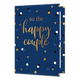 XL kaart -To the happy couple - Formaat: Groot - Vorm: Staand - Huwelijkskaart - Op deze wenskaart staan stippen en hartjes mt in het midden de tekst: "To the happy couple". - Snelwenskaart