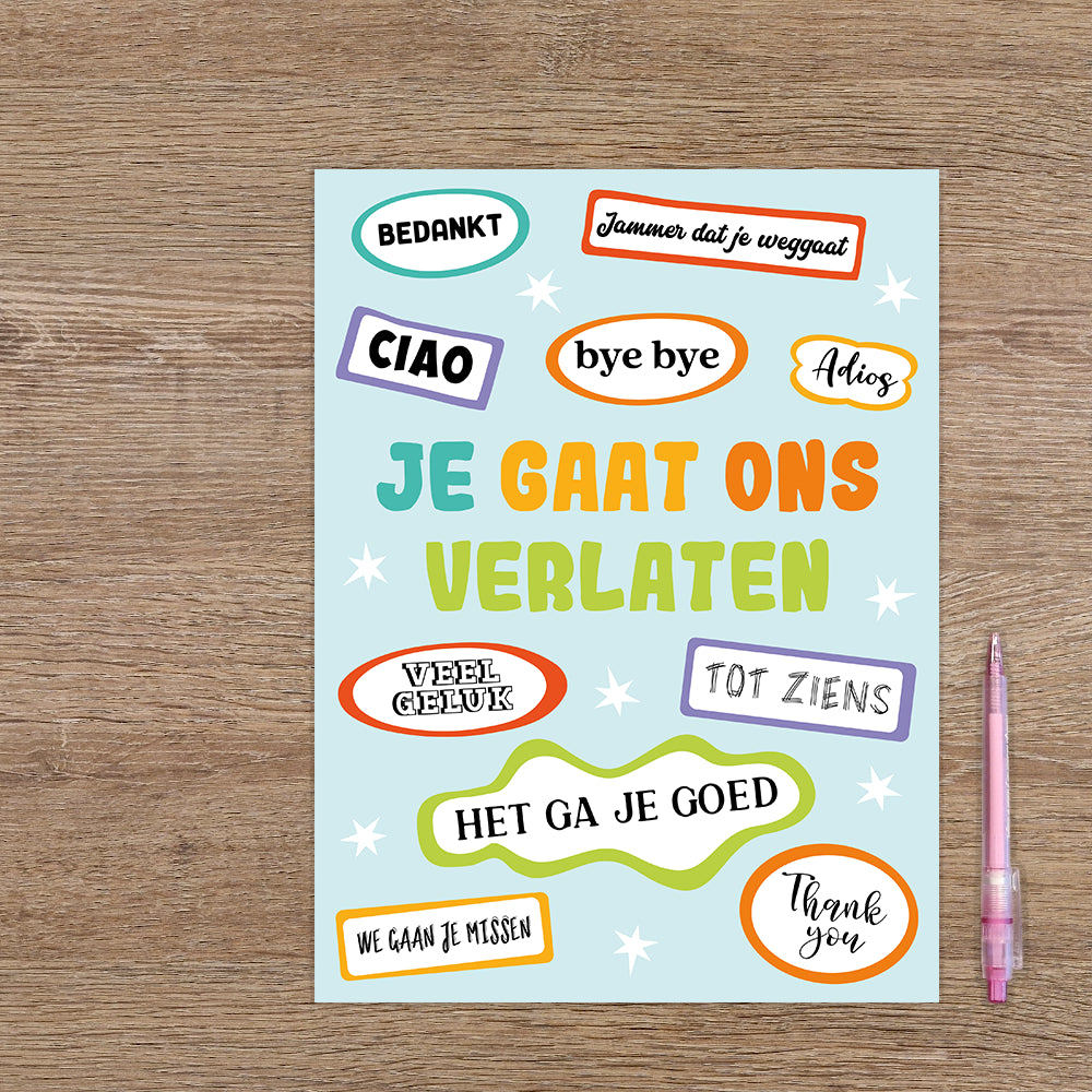 XL kaart - Je gaat ons verlaten