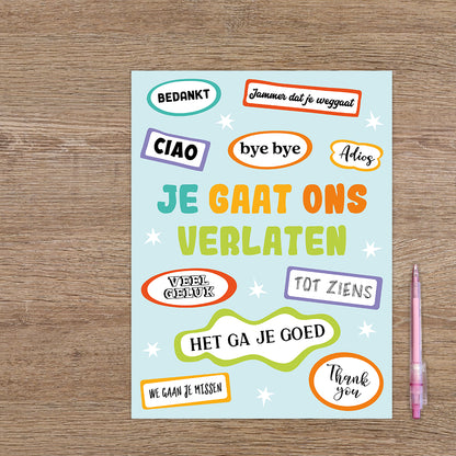 XL kaart - Je gaat ons verlaten