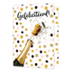 XL kaart - Gefeliciteerd - Formaat: Groot - Vorm: Staand - Felicitatiekaart - Op deze wenskaart staat een champagnefles die ontpopt met de tekst: "Gefeliciteerd". - Snelwenskaart
