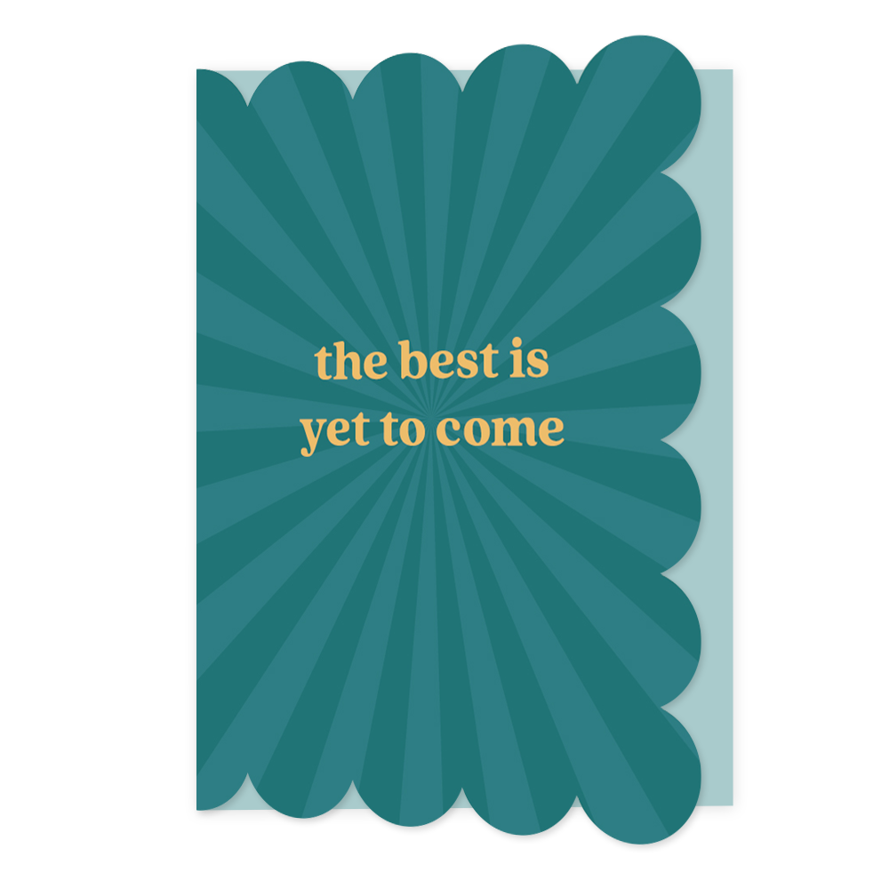 The best is yet to come - Formaat: Normaal - Vorm: Staand - Succes kaart - Op deze wenskaart staat de tekst: "The best is yet to come" op een donkerblauwe achtergrond. - Snelwenskaart
