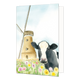 Koe met molen - Formaat: Standaard - Vorm: Staand - Blanco kaart - Op deze wenskaart staat een koe tussen de bloemen bij een molen. - Snelwenskaart