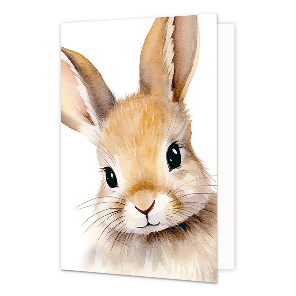 Konijn - Formaat: Standaard - Vorm: Staand - Blanco kaart - Op deze wenskaart staat een bruin konijn. - Snelwenskaart