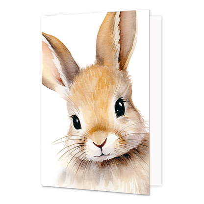 Konijn - Formaat: Standaard - Vorm: Staand - Blanco kaart - Op deze wenskaart staat een bruin konijn. - Snelwenskaart