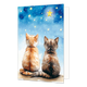 Poezen katten en sterren - Formaat: Standaard - Vorm: Staand - Blanco kaart - Op deze wenskaart staan twee katten die naar de sterren kijken. - Snelwenskaart