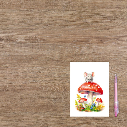 Muis op paddenstoel