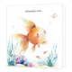 Offishially cute - Formaat: Groot - Vorm: Vierkant - Liefdeskaart - Op deze wenskaart staat een oranje goudvis met daarboven in het zwart de tekst 'Offishially cute'. - Snelwenskaart