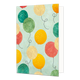 Ballonnen - Formaat: Standaard - Vorm: Staand - Blanco kaart - Op deze artistieke wenskaart staan ballonnen in de kleuren goud, oranje, rood en diverse kleuren groen. - Snelwenskaart