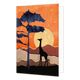Giraffe - Formaat: Standaard - Vorm: Staand - Blanco kaart - Op deze artistieke wenskaart staat een savanne landschap waar een giraffe staat bij een boom. - Snelwenskaart