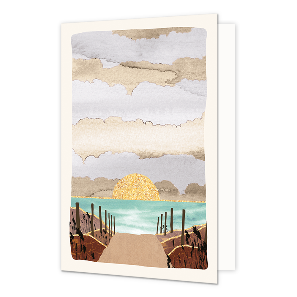 Beach side - Formaat: Standaard - Vorm: Staand - Blanco kaart - Op deze wenskaart staan duinen die uitkijken op het water. - Snelwenskaart