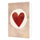 Hart - Formaat: Standaard - Vorm: Staand - Blanco kaart - Op deze artistieke wenskaart staat een groot rood hart op een bruine achtergrond. - Snelwenskaart