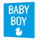 Baby boy - Formaat: Standaard - Vorm: Vierkant - Geboortekaart - Op deze wenskaart staat de tekst: "Baby boy" op een blauwe achtergrond. - Snelwenskaart