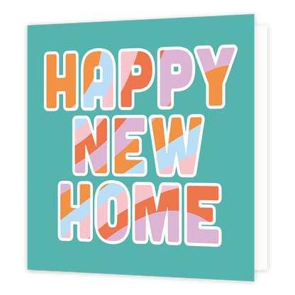 Happy new home - Formaat: Standaard - Vorm: Vierkant - Woningkaart - Op deze wenskaart staat de tekst: "Happy new home". - Snelwenskaart