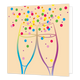 Champagne - Formaat: Standaard - Vorm: Vierkant - Blanco kaart - Op deze wenskaart staan twee champagneglazen waar confetti uit komt. - Snelwenskaart