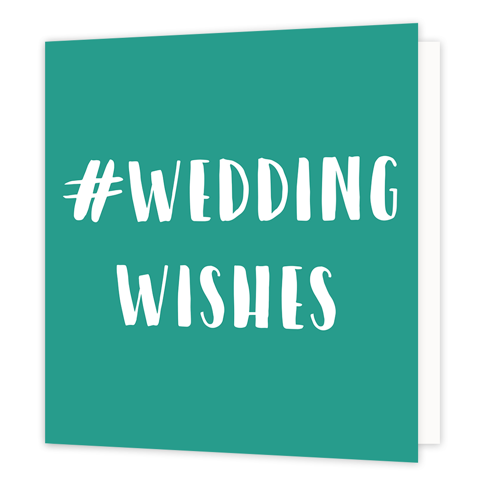 #Weddingwishes - Formaat: Normaal - Vorm: Vierkant - Huwelijkskaart - Op deze wenskaart staat de tekst: "#weddingwishes" - Snelwenskaart
