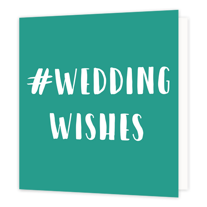 #Weddingwishes - Formaat: Normaal - Vorm: Vierkant - Huwelijkskaart - Op deze wenskaart staat de tekst: "#weddingwishes" - Snelwenskaart