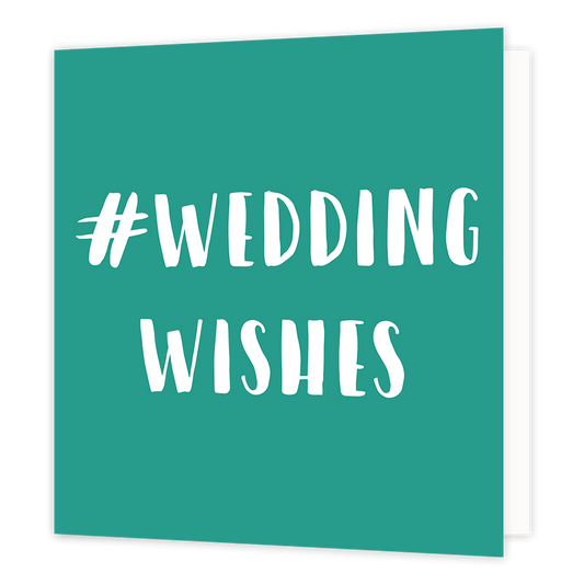 #Weddingwishes - Formaat: Normaal - Vorm: Vierkant - Huwelijkskaart - Op deze wenskaart staat de tekst: "#weddingwishes" - Snelwenskaart