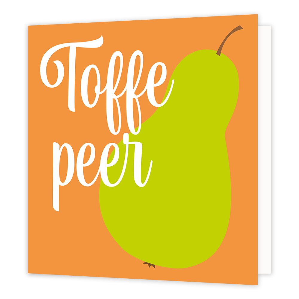 Toffe peer - Formaat: Standaard - Vorm: Vierkant - Complimentenkaart - Op deze wenskaart staat een peer met daarnaast de tekst: "Toffe peer". - Snelwenskaart