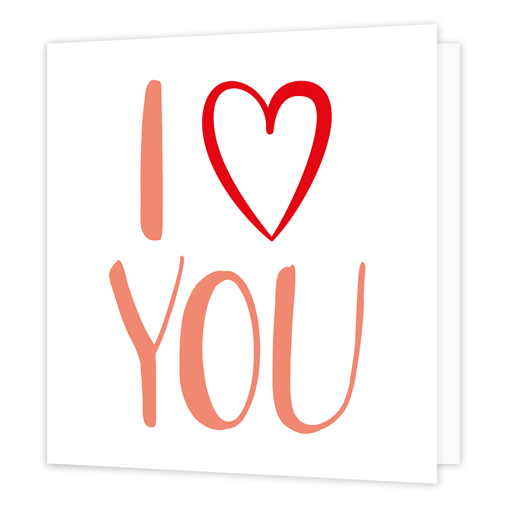 I love you - Formaat: Normaal - Vorm: Vierkant - Liefdeskaart - Op deze wenskaart staat de tekst: "I (hartje) You". - Snelwenskaart