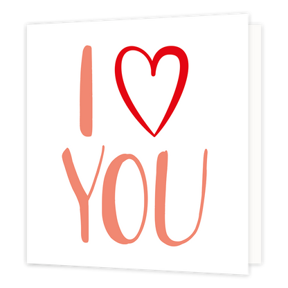 I love you - Formaat: Normaal - Vorm: Vierkant - Liefdeskaart - Op deze wenskaart staat de tekst: "I (hartje) You". - Snelwenskaart