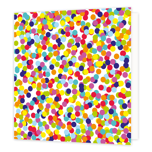 Confetti - Formaat: Normaal - Vorm: Vierkant - Blanco kaart - Op deze wenskaart staat confetti in diverse kleuren. - Snelwenskaart
