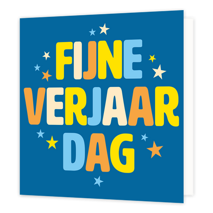 Fijne verjaardag - Formaat: Normaal - Vorm: Vierkant - Verjaardagskaart - Op deze wenskaart staat de tekst: "Fijne verjaardag". - Snelwenskaart