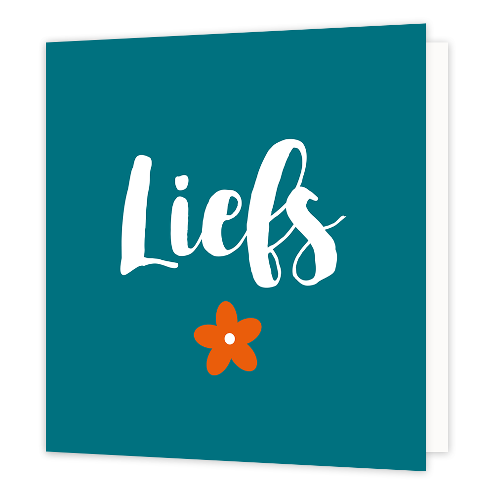 Liefs - Formaat: Normaal - Vorm: Vierkant - Vriendschapskaart - Op deze wenskaart staat de tekst: "Liefs" met daaonder een bloemetje. - Snelwenskaart