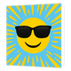 Zon - Formaat: Standaard - Vorm: Vierkant - Blanco kaart - Op deze wenskaart staat een smiley zon met een zonnebril op. - Snelwenskaart