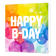 Happy B-day - Formaat: Standaard - Vorm: Vierkant - Verjaardagskaart - Op deze wenskaart staan bubbels in diverse kleuren met in het midden de tekst: "Happy b-day". - Snelwenskaart