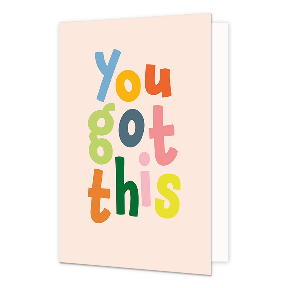 You got this - Formaat: Normaal - Vorm: Staand - Succes kaart - Op deze wenskaart staat de tekst: "You got this". - Snelwenskaart