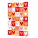 Hartjes - Formaat: Standaard - Vorm: Staand - Blanco kaart - Op deze wenskaart staan vakjes met hartjes in de kleuren wit, rood, geel, roze en oranje. - Snelwenskaart