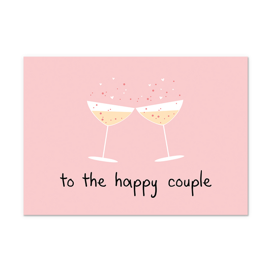 Postcard To the happy couple - 10 stuks - Formaat: Normaal - Vorm: Liggend - Postcards - Op deze postcard staat de tekst: "To the happy couple" met twee champagneglazen erboven. - Snelwenskaart