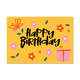 Postcard Happy birthday - 10 stuks - Formaat: Standaard - Vorm: Liggend - Postcards - Op deze postcard staat de tekst: "Happy birthday" met daarnaast een roze cadeau en bloemetjes. - Snelwenskaart