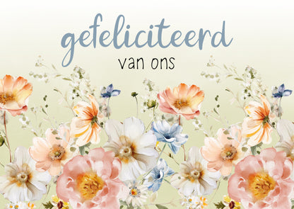Postcard Gefeliciteerd van ons - 10 stuks