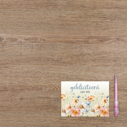 Postcard Gefeliciteerd van ons - 10 stuks
