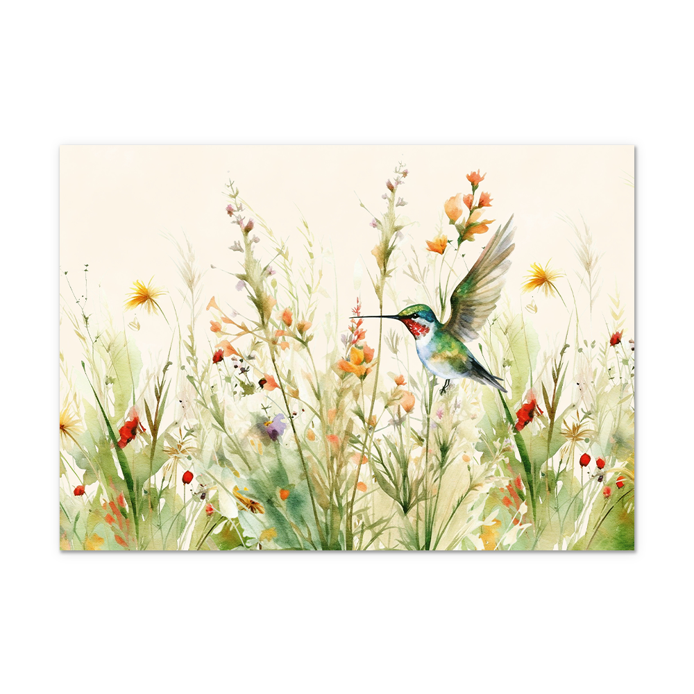 Postcard Vogel in bloemenveld - 10 stuks