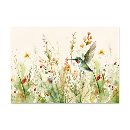 Postcard Vogel in bloemenveld - 10 stuks