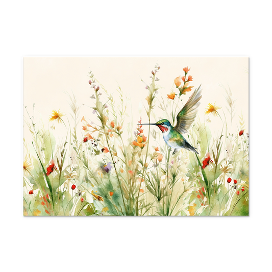 Postcard Vogel in bloemenveld - 10 stuks