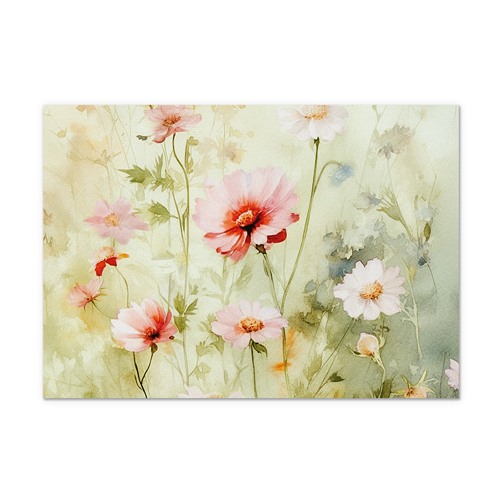 Postcard Bloemenveld - 10 stuks - Formaat: Normaal - Vorm: Liggend - Postcards - Op deze postcard staat een bloemenveld met bloemen en planten in de kleuren roze, beige, wit en groen. - Snelwenskaart