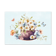Postcard Bloemen en vlinder - 10 stuks - Formaat: Standaard - Vorm: Liggend - Postcards - Op deze wenskaart staat een kopje waar bloemen in de kleuren oranje, wit en blauw inzitten. - Snelwenskaart