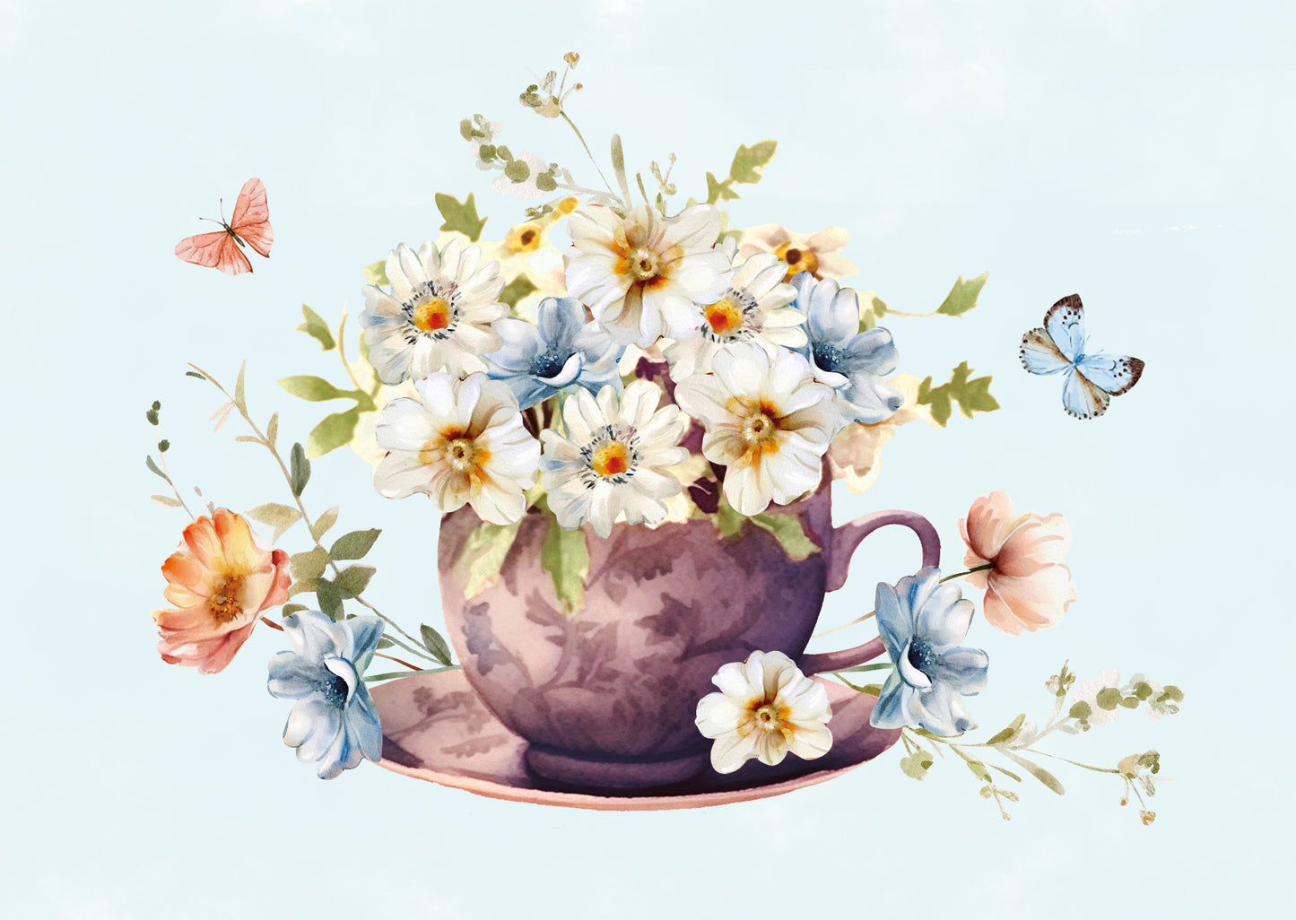 Postcard Bloemen en vlinder - 10 stuks