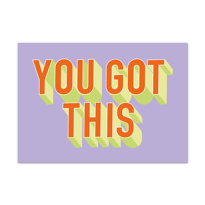 Postcard You got this - 10 stuks - Formaat: Normaal - Vorm: Liggend - Postcards - Op deze postcard staat de tekst: "You got this" in het oranje met groene details, op een paarse achtergrond. - Snelwenskaart