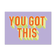 Postcard You got this - 10 stuks - Formaat: Standaard - Vorm: Liggend - Postcards - Op deze postcard staat de tekst: "You got this" in het oranje met groene details, op een paarse achtergrond. - Snelwenskaart