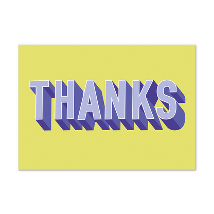 Postcard Thanks - 10 stuks - Formaat: Normaal - Vorm: Liggend - Postcards - Op deze postcard staat de tekst: "Thanks" in het paars, op een lichtgroene achtergrond. - Snelwenskaart