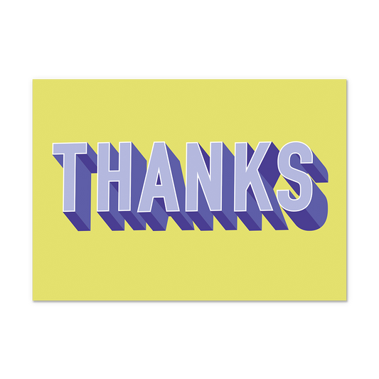 Postcard Thanks - 10 stuks - Formaat: Normaal - Vorm: Liggend - Postcards - Op deze postcard staat de tekst: "Thanks" in het paars, op een lichtgroene achtergrond. - Snelwenskaart