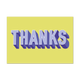 Postcard Thanks - 10 stuks - Formaat: Standaard - Vorm: Liggend - Postcards - Op deze postcard staat de tekst: "Thanks" in het paars, op een lichtgroene achtergrond. - Snelwenskaart